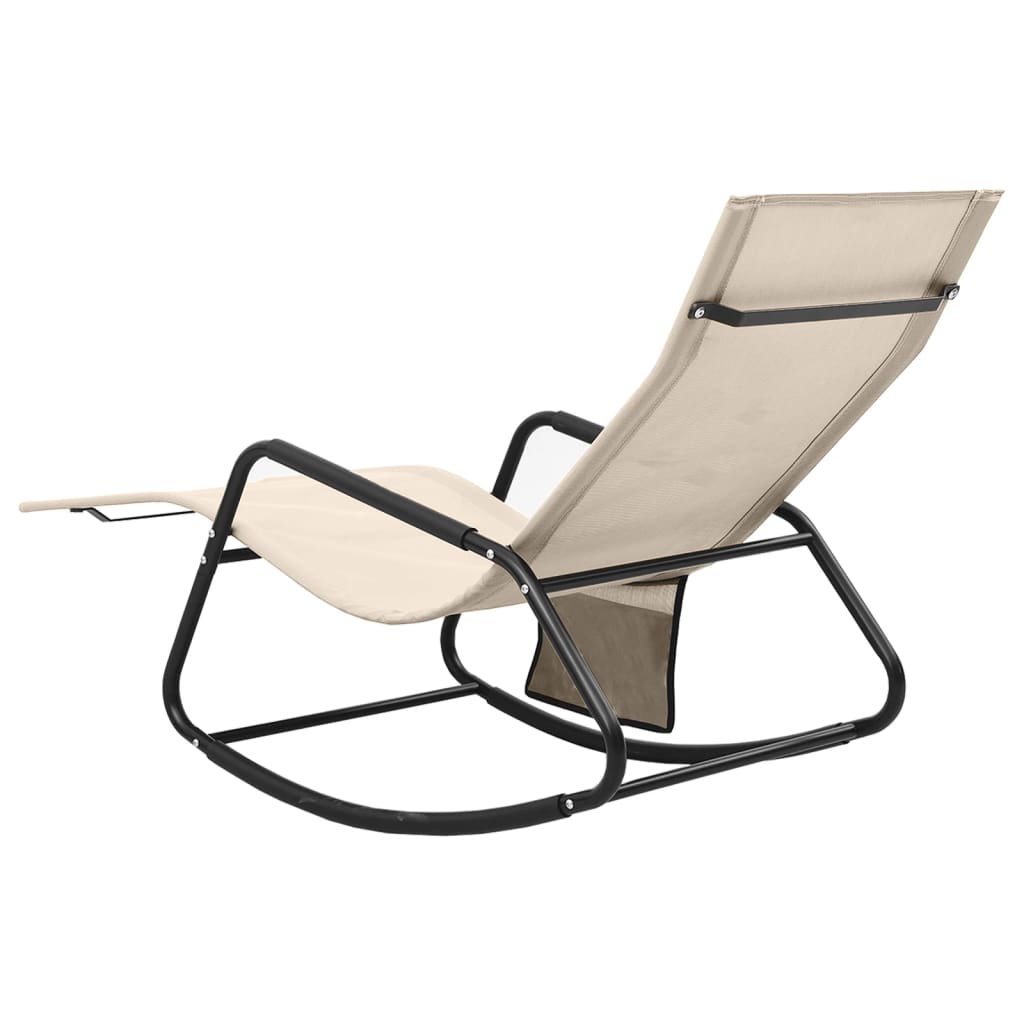 Sun Lounger Steel and Textilene Cream