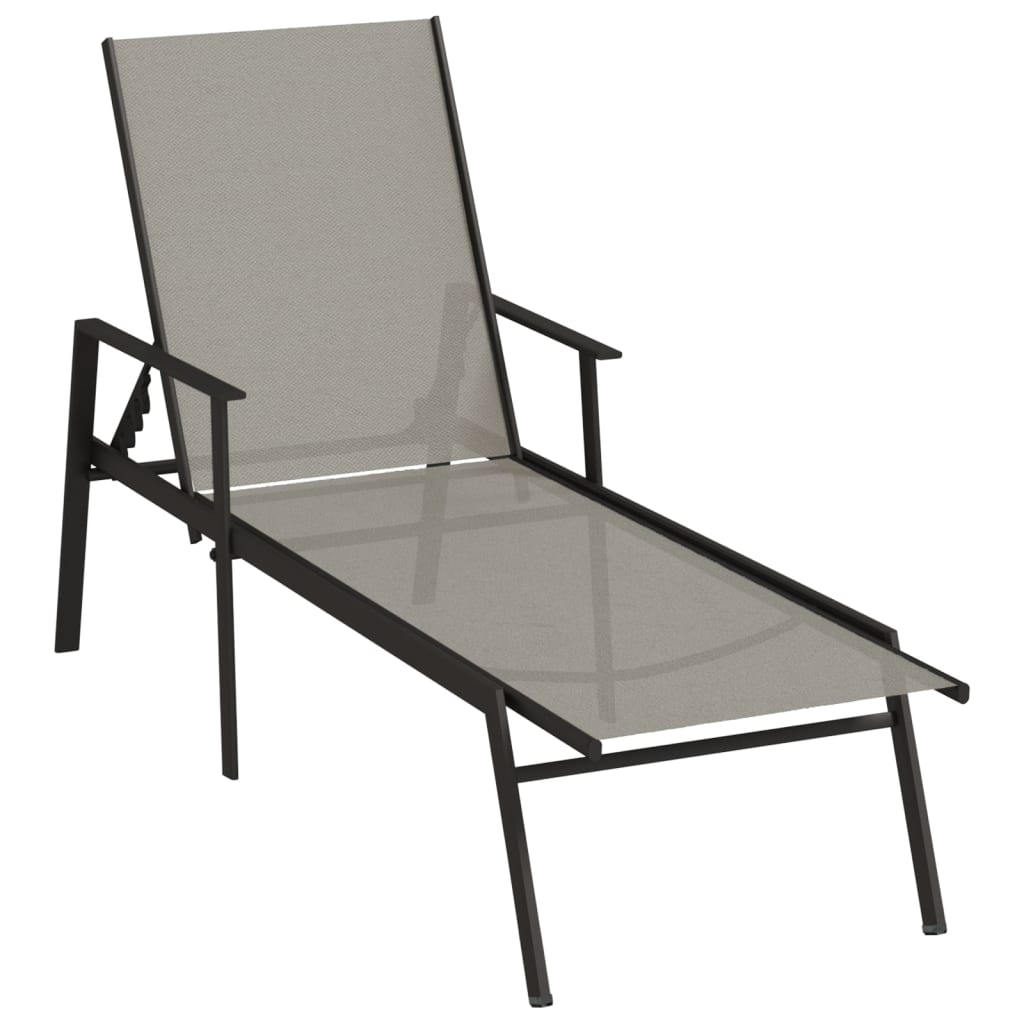 Sun Lounger Steel and Textilene Fabric Grey