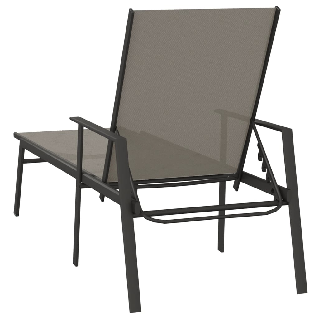 Sun Lounger Steel and Textilene Fabric Grey