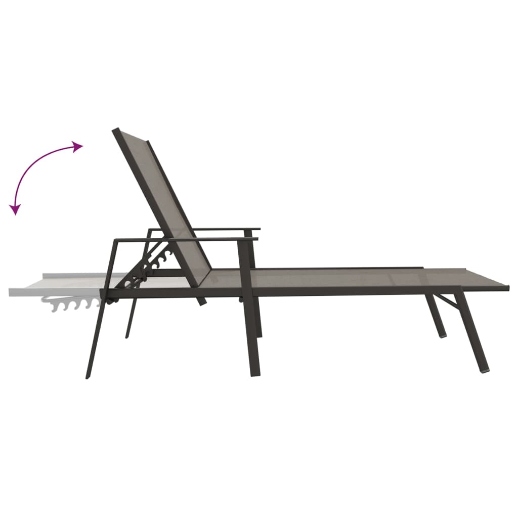 Sun Lounger Steel and Textilene Fabric Grey