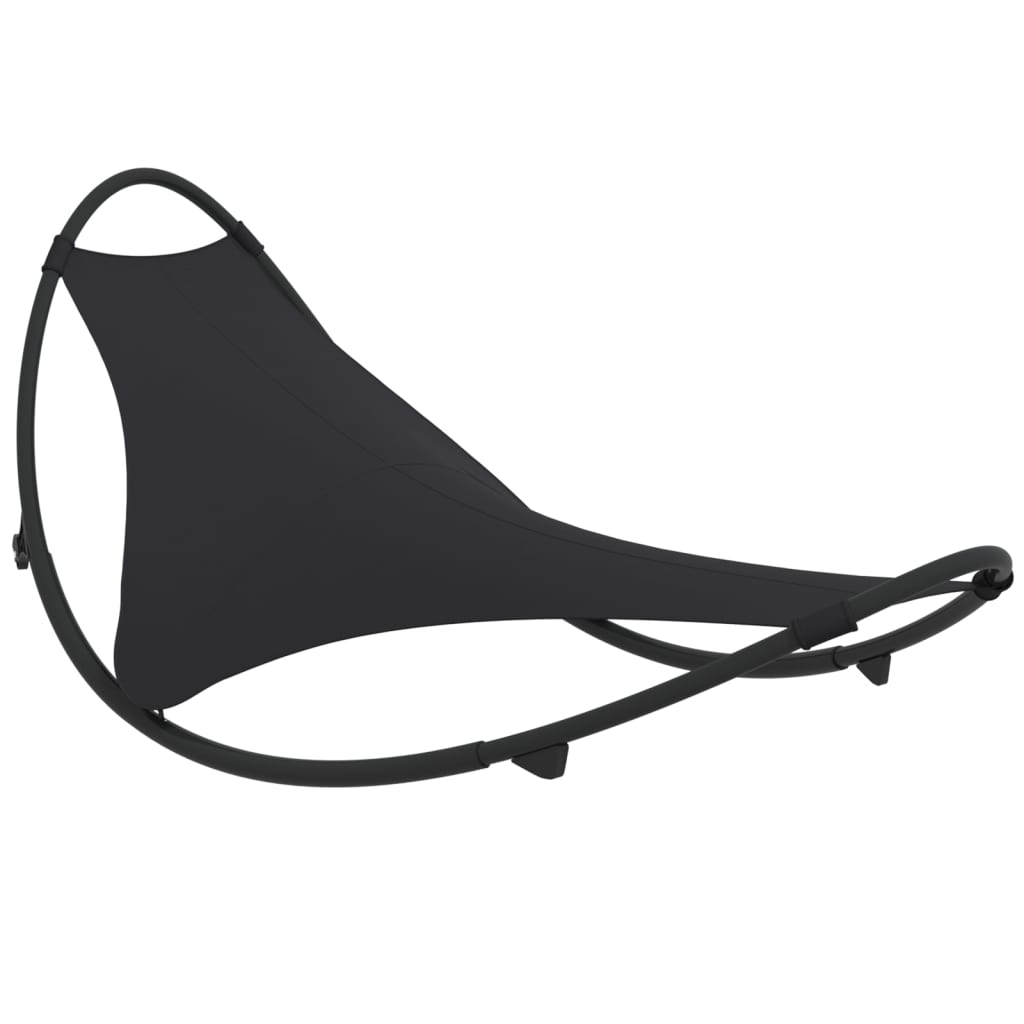 Rocking Sun Lounger with Wheels Steel & Textilene Fabric Black