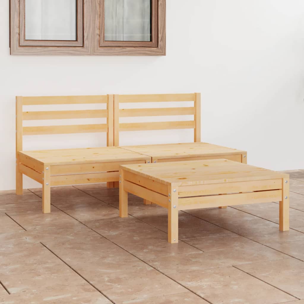 3 Piece Garden Lounge Set Solid Pinewood