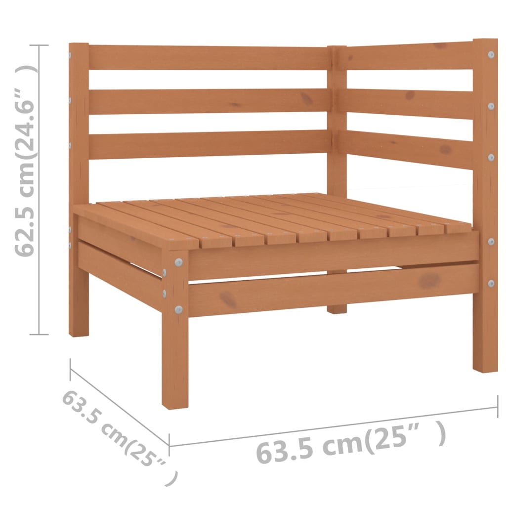 3 Piece Garden Lounge Set Honey Brown Solid Pinewood