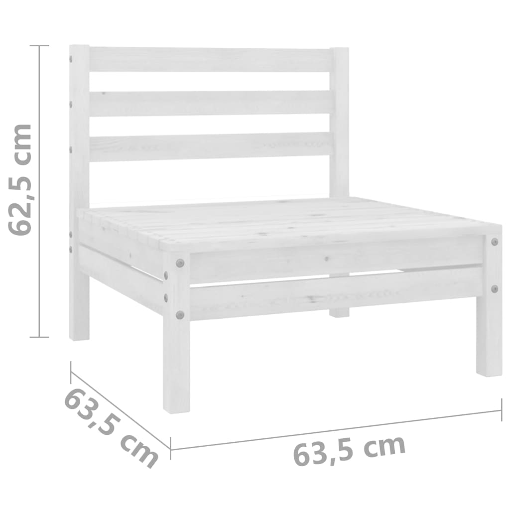 3 Piece Garden Lounge Set White Solid Pinewood