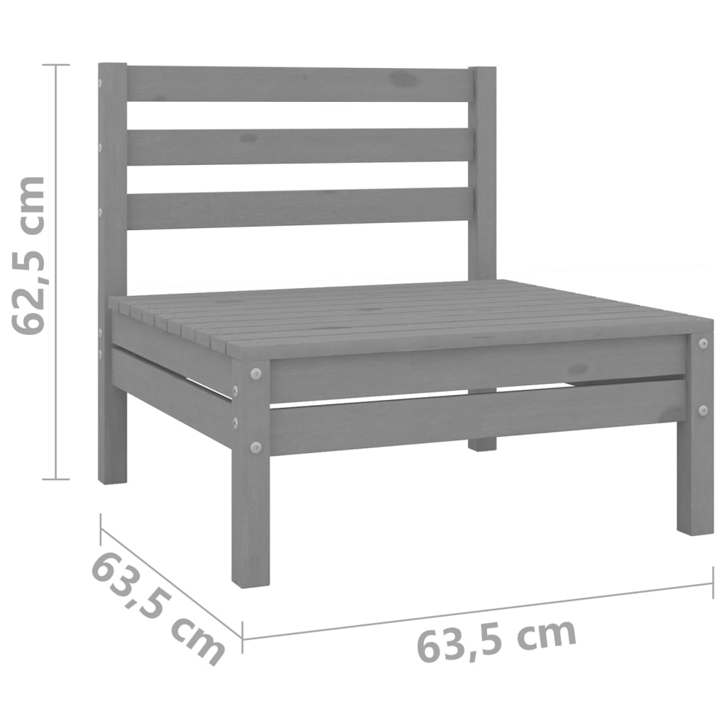 3 Piece Garden Lounge Set Grey Solid Pinewood