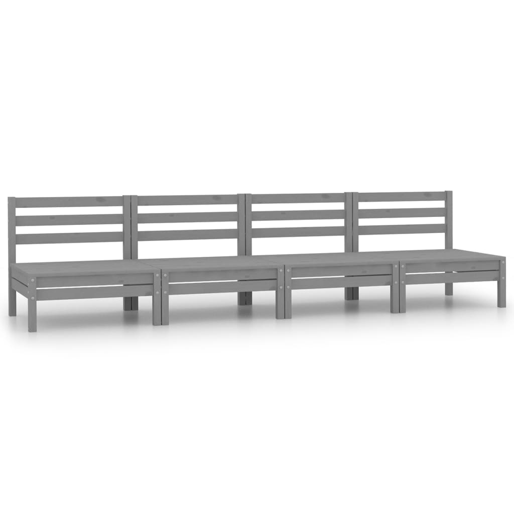 4 Piece Garden Lounge Set Grey Solid Pinewood