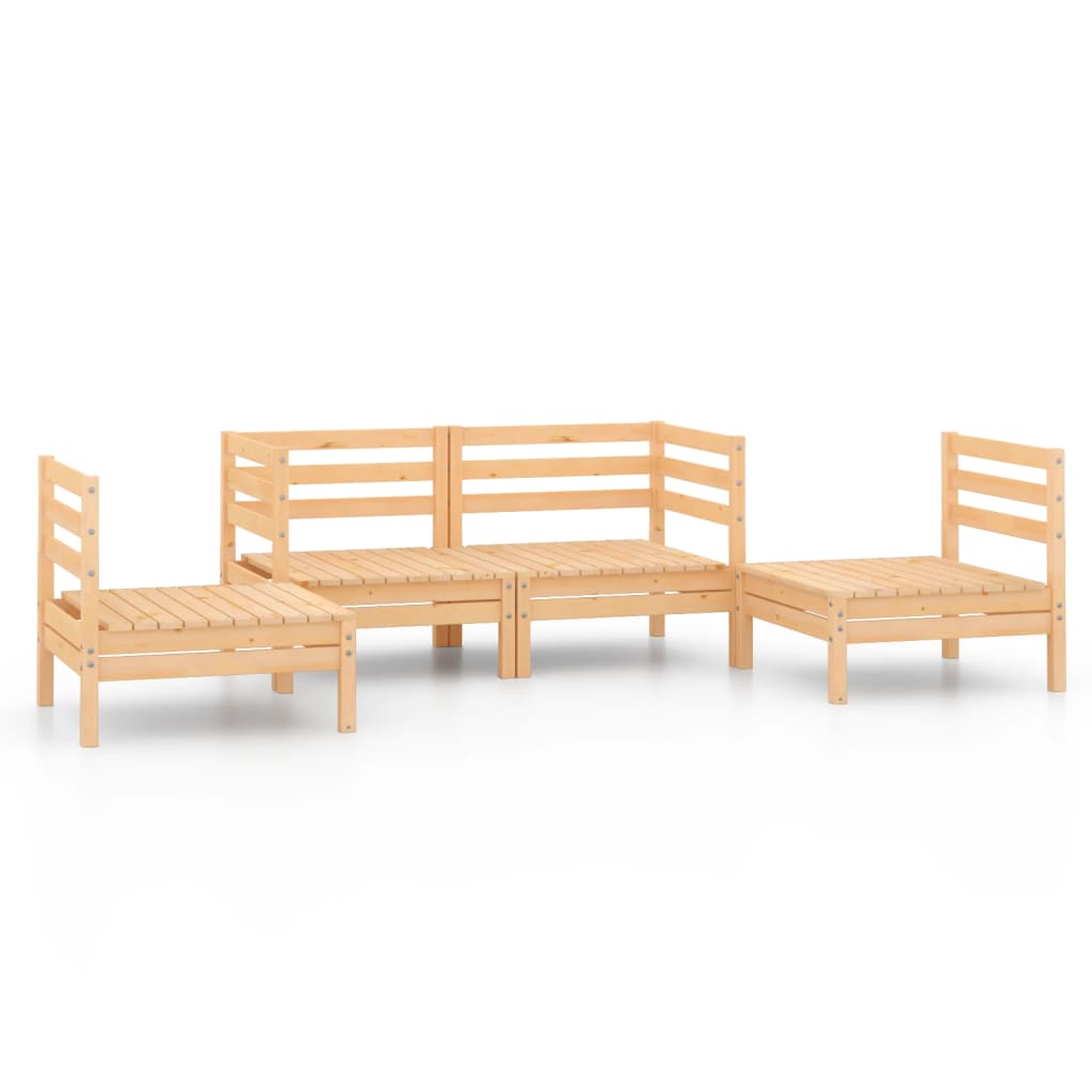 4 Piece Garden Lounge Set Solid Pinewood