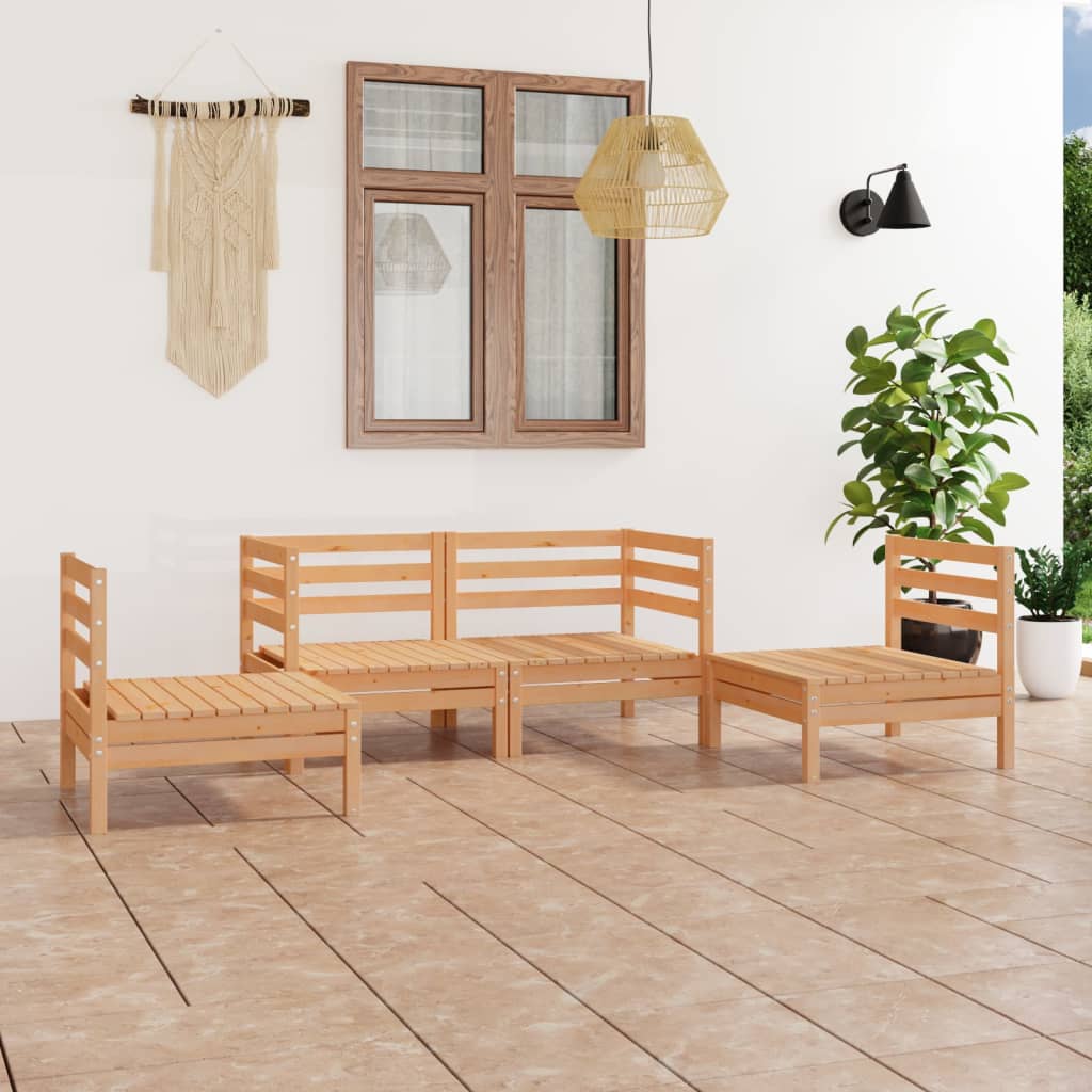 4 Piece Garden Lounge Set Solid Pinewood