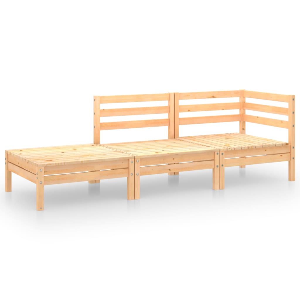 3 Piece Garden Lounge Set Solid Pinewood