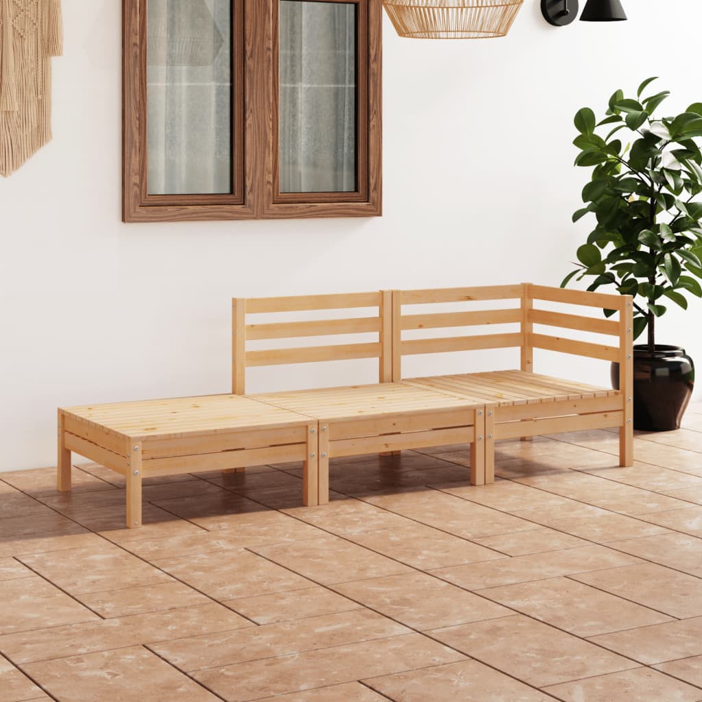 3 Piece Garden Lounge Set Solid Pinewood