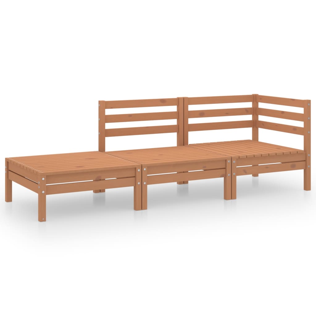 3 Piece Garden Lounge Set Honey Brown Solid Pinewood