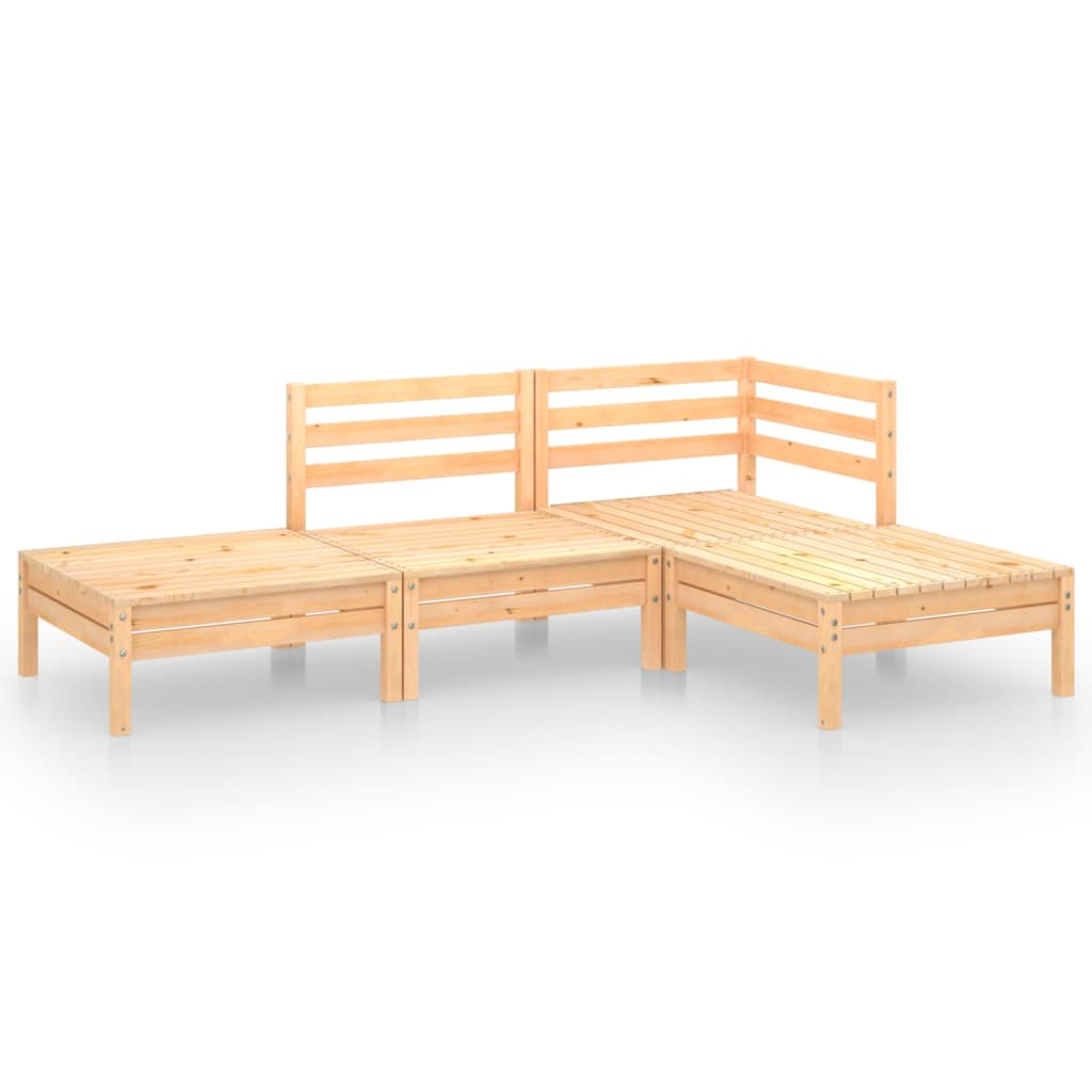 4 Piece Garden Lounge Set Solid Pinewood