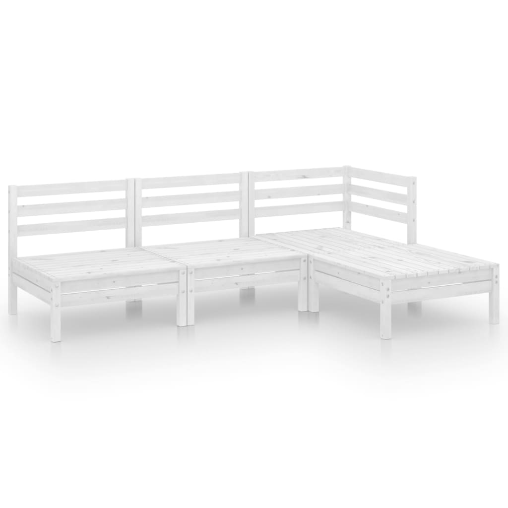 4 Piece Garden Lounge Set Solid Pinewood White