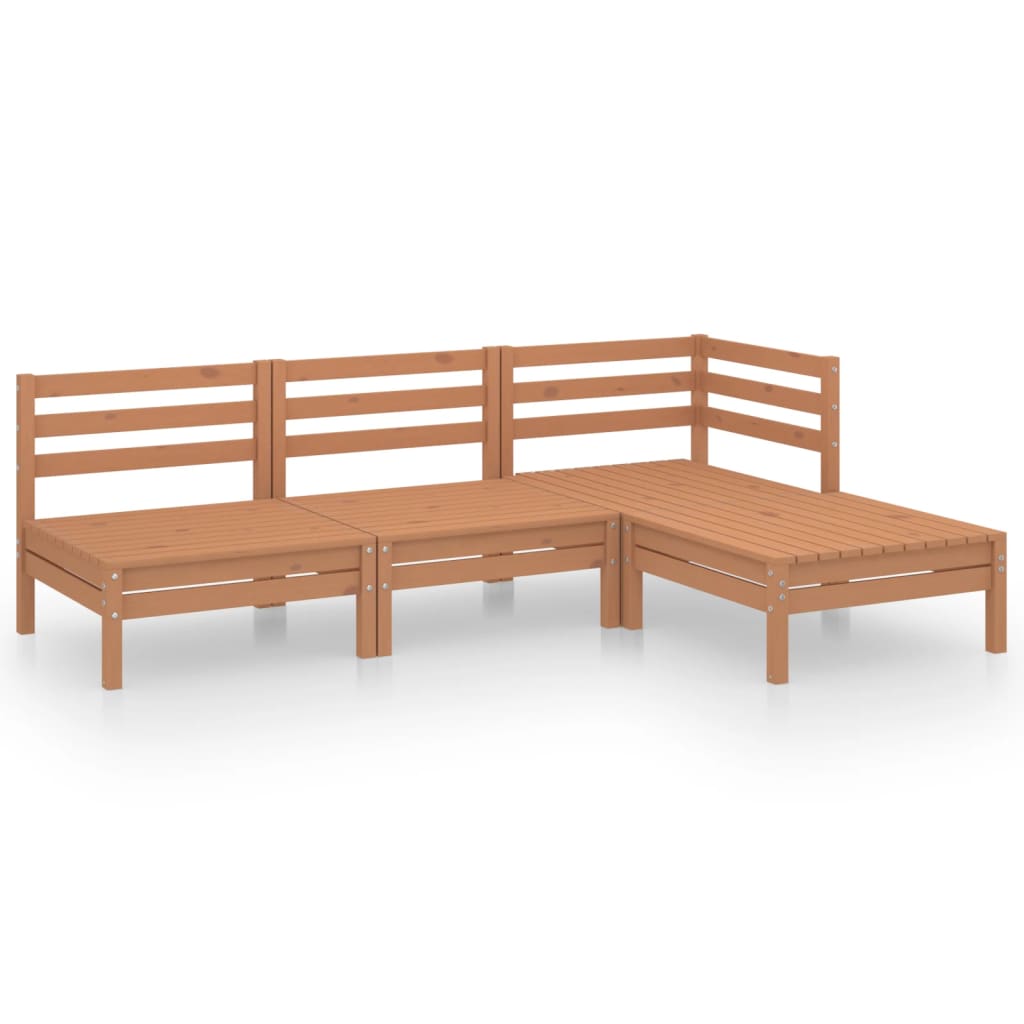 4 Piece Garden Lounge Set Solid Pinewood Honey Brown