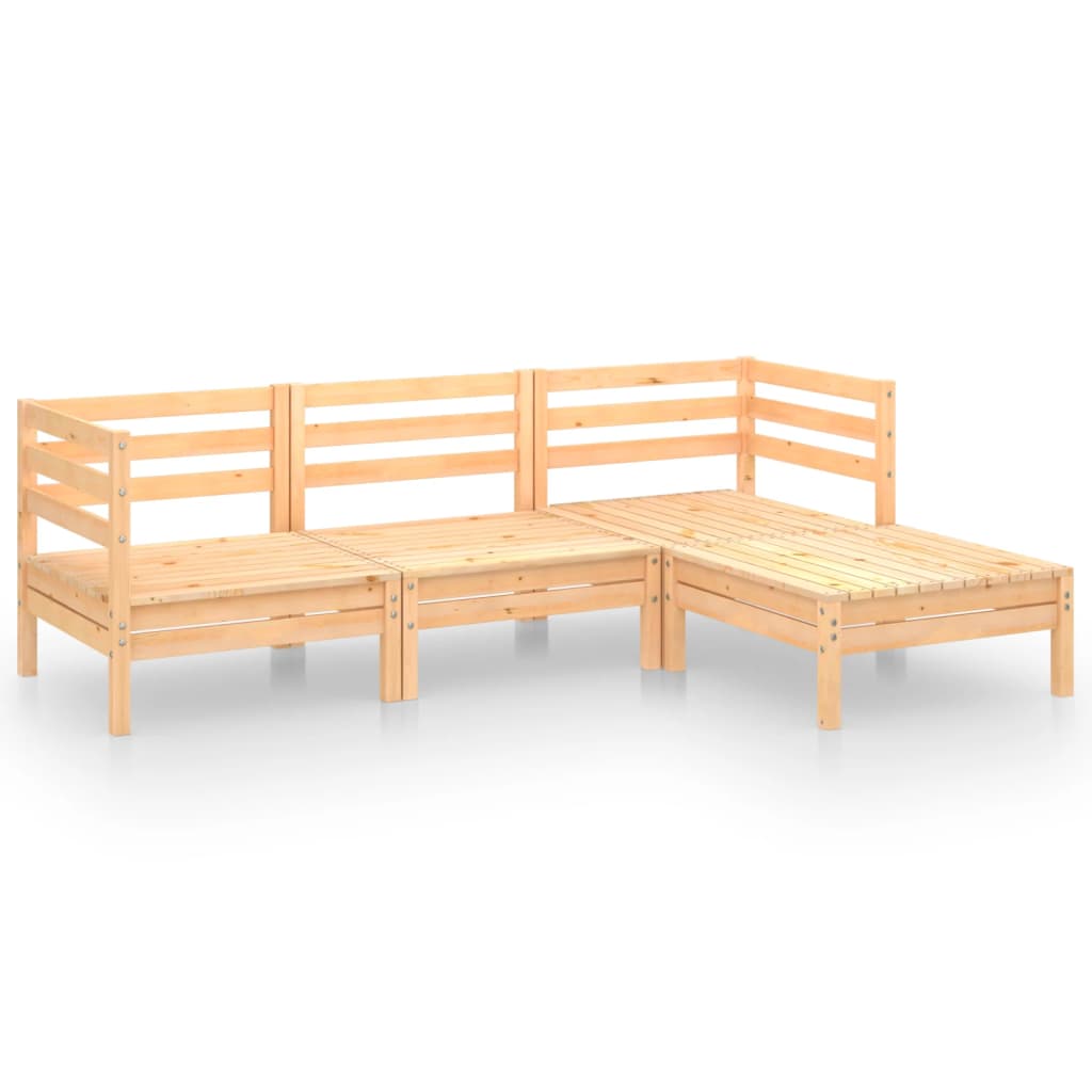 4 Piece Garden Lounge Set Solid Pinewood