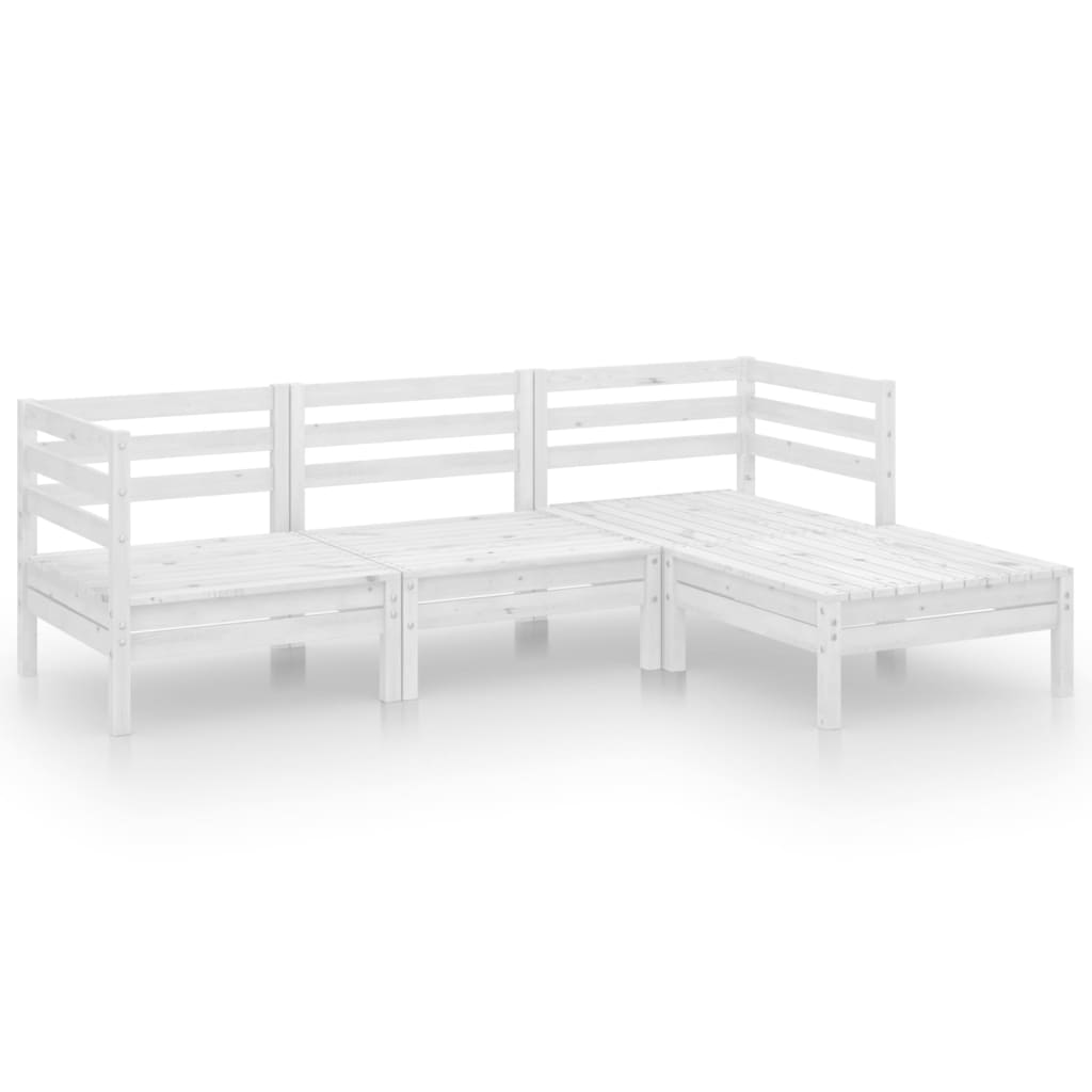 4 Piece Garden Lounge Set Solid Pinewood White