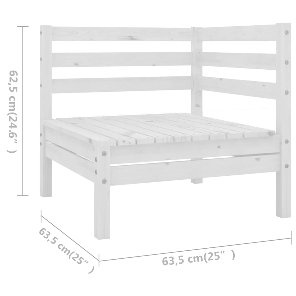 11 Piece Garden Lounge Set Solid Wood Pine White