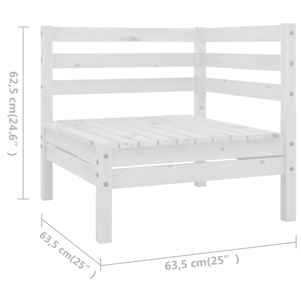 10 Piece Garden Lounge Set Solid Wood Pine White