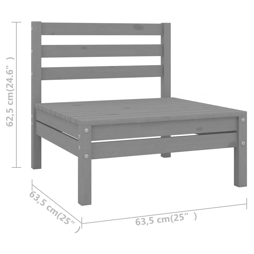 10 Piece Garden Lounge Set Solid Wood Pine Grey