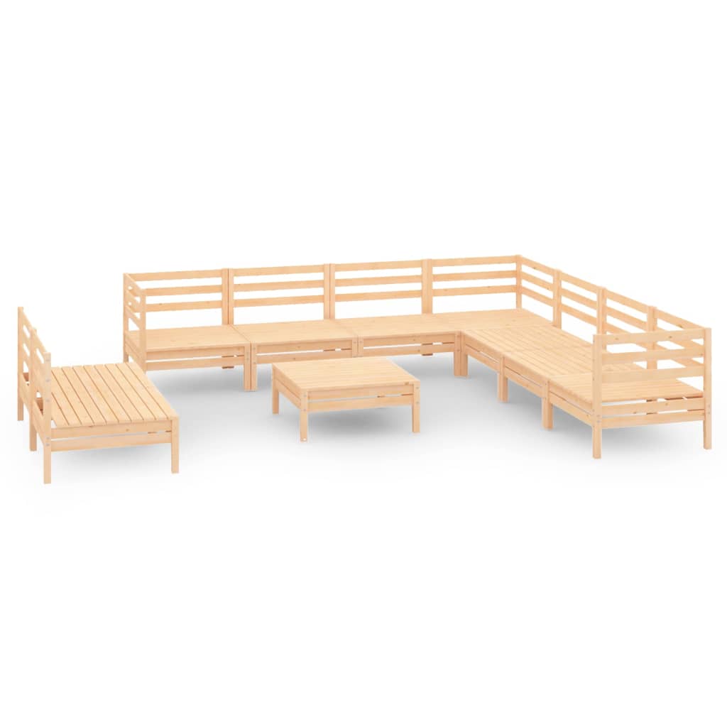 10 Piece Garden Lounge Set Solid Wood Pine