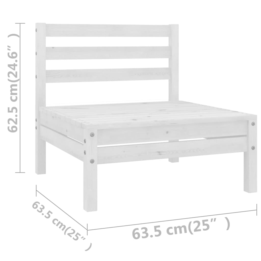 10 Piece Garden Lounge Set Solid Wood Pine White