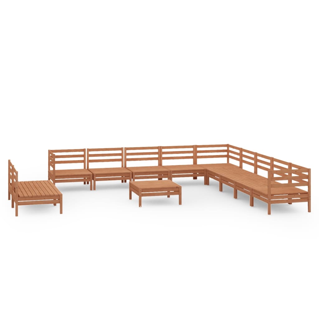 12 Piece Garden Lounge Set Solid Wood Pine Honey Brown