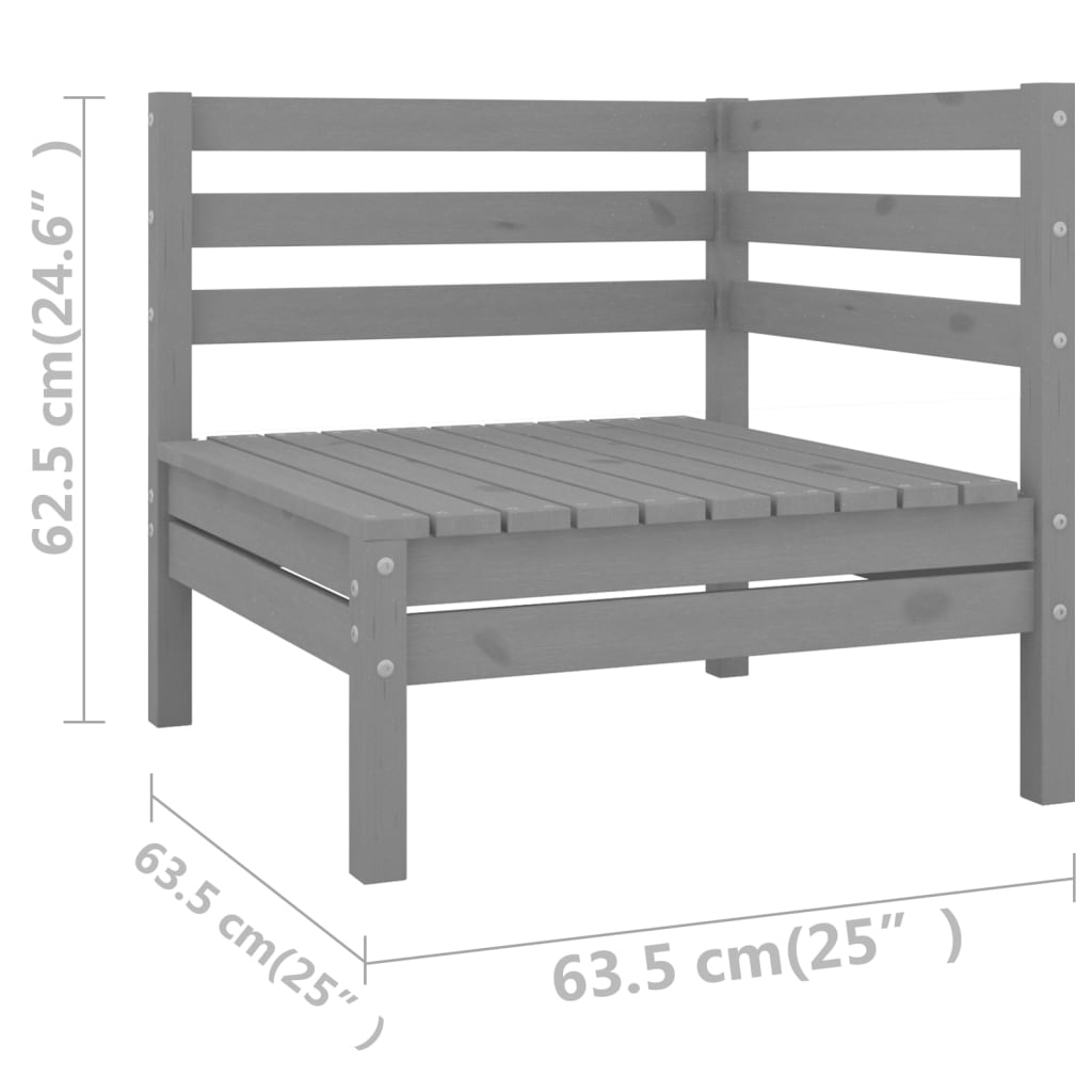 11 Piece Garden Lounge Set Solid Wood Pine Grey