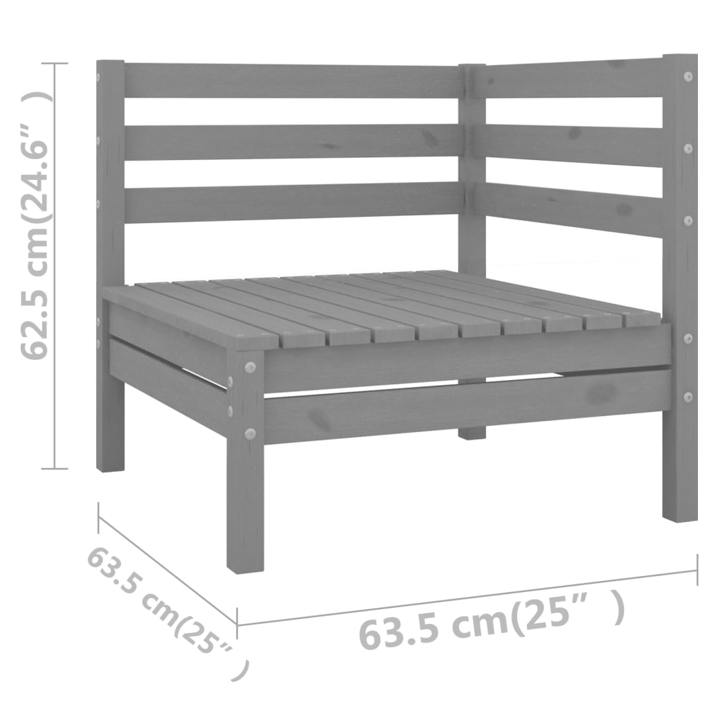 10 Piece Garden Lounge Set Solid Wood Pine Grey