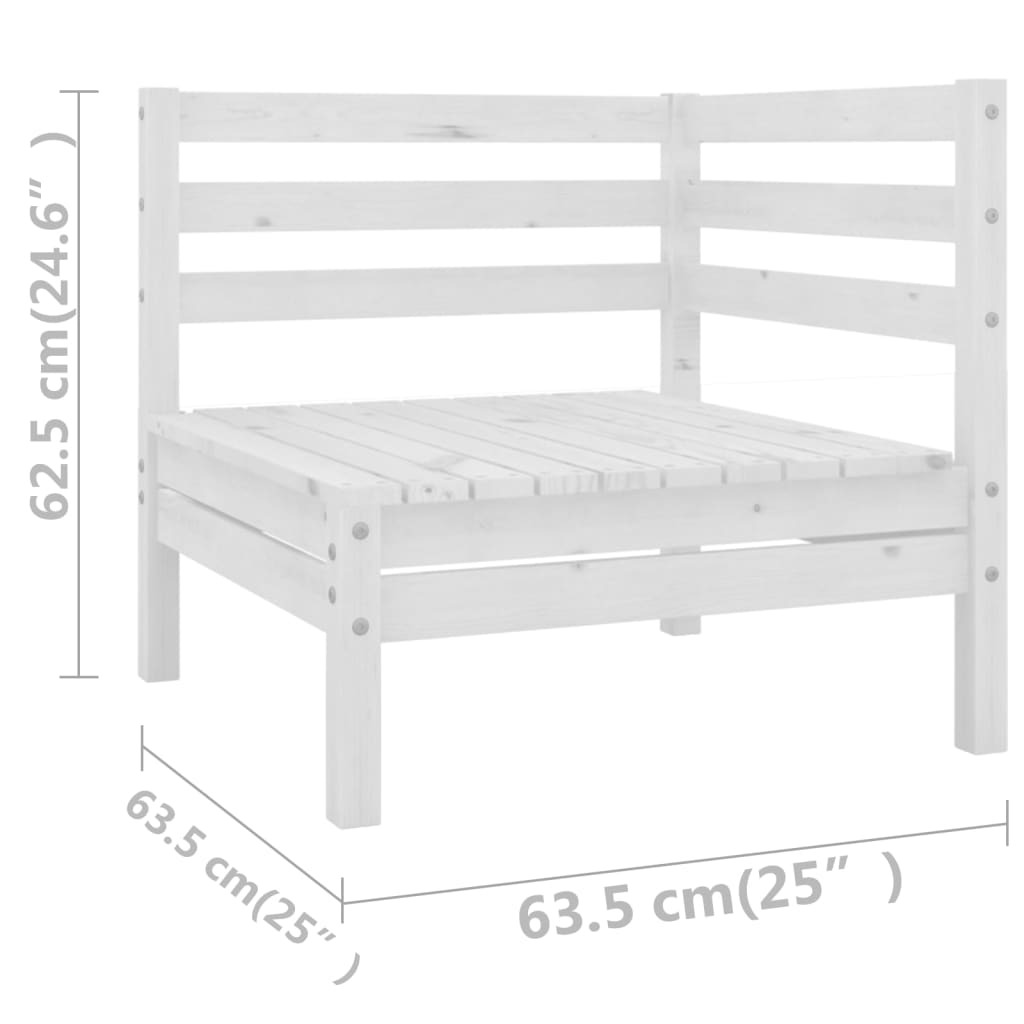 10 Piece Garden Lounge Set Solid Wood Pine White