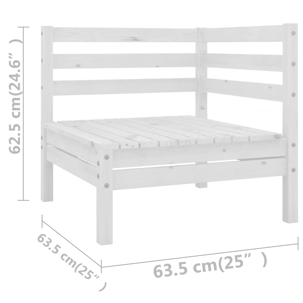 11 Piece Garden Lounge Set Solid Wood Pine White