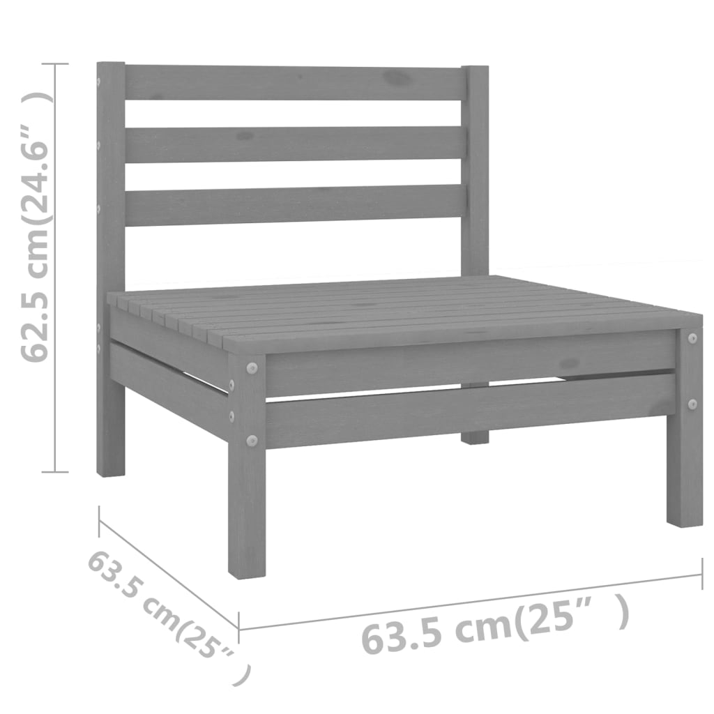 11 Piece Garden Lounge Set Solid Wood Pine Grey