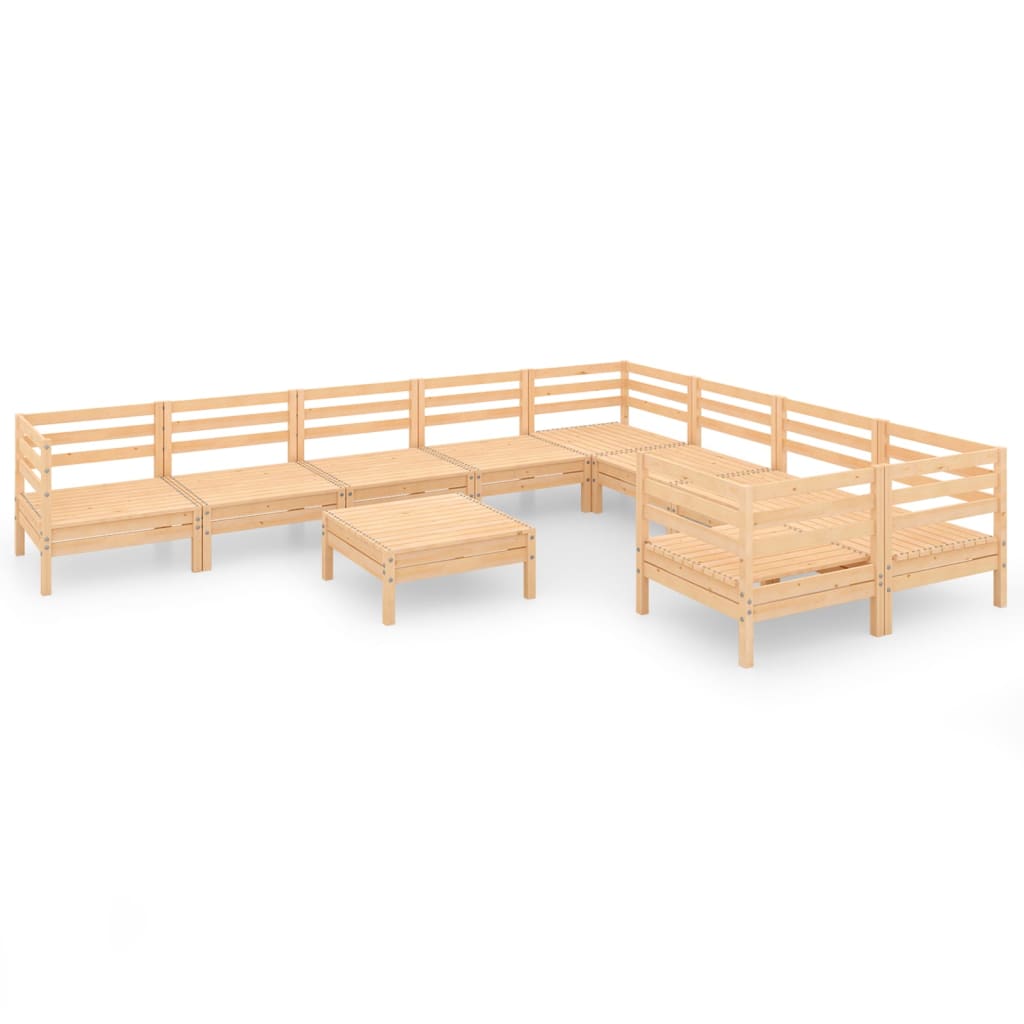 10 Piece Garden Lounge Set Solid Wood Pine