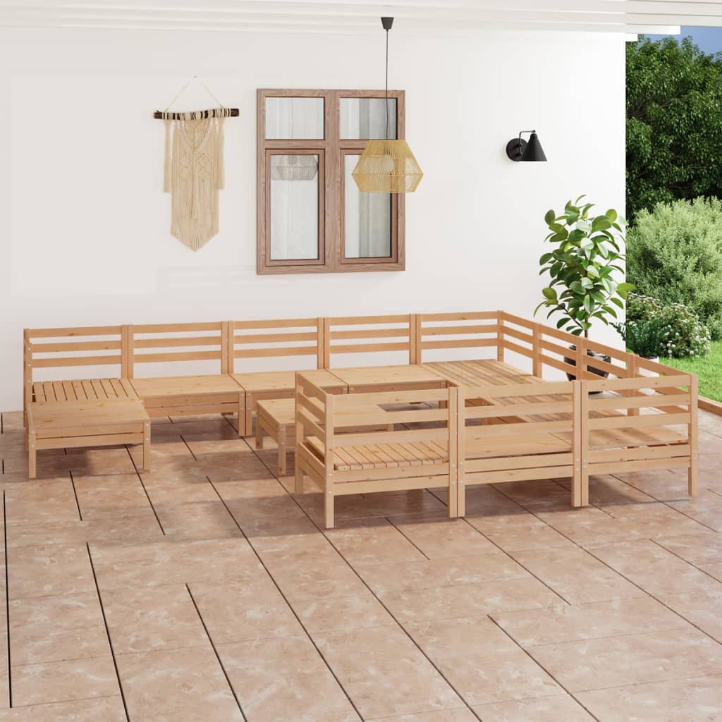 12 Piece Garden Lounge Set Solid Wood Pine