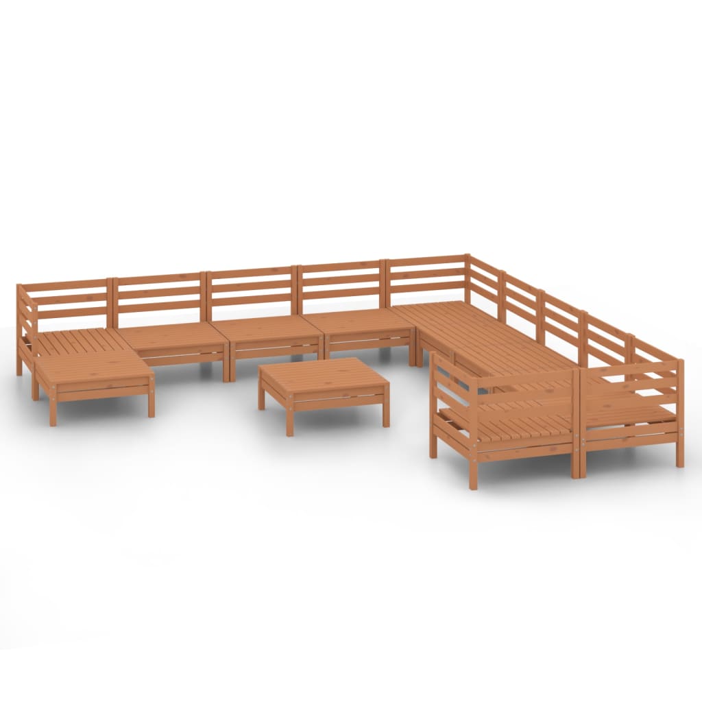 12 Piece Garden Lounge Set Honey Brown Solid Wood Pine