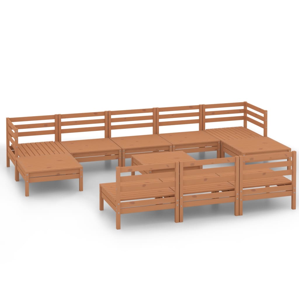 11 Piece Garden Lounge Set Honey Brown Solid Wood Pine