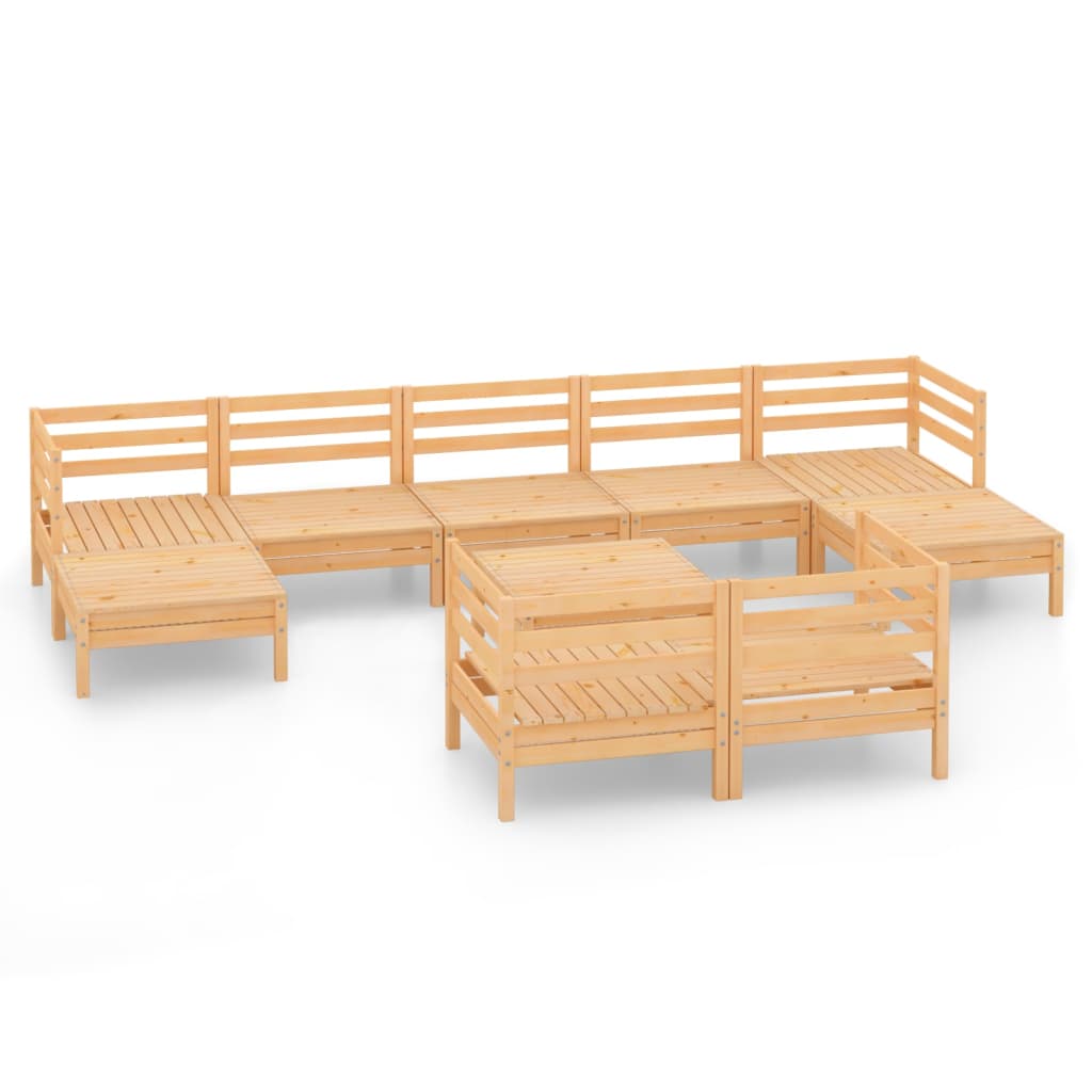 10 Piece Garden Lounge Set Solid Wood Pine