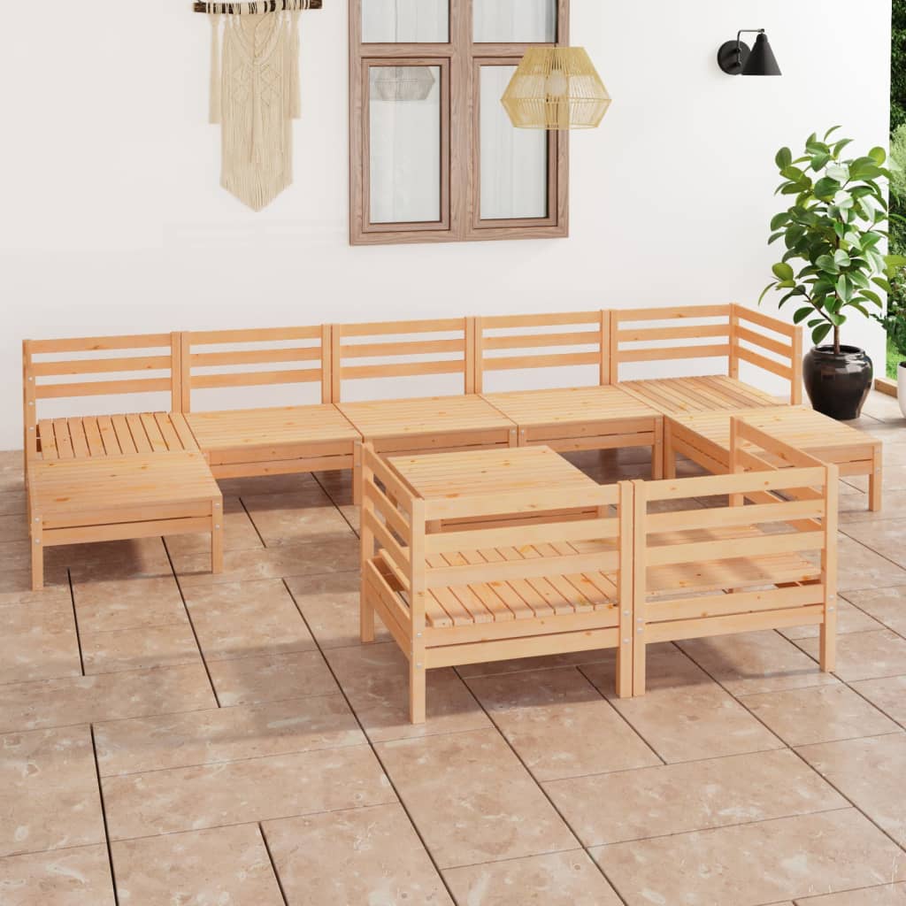 10 Piece Garden Lounge Set Solid Wood Pine