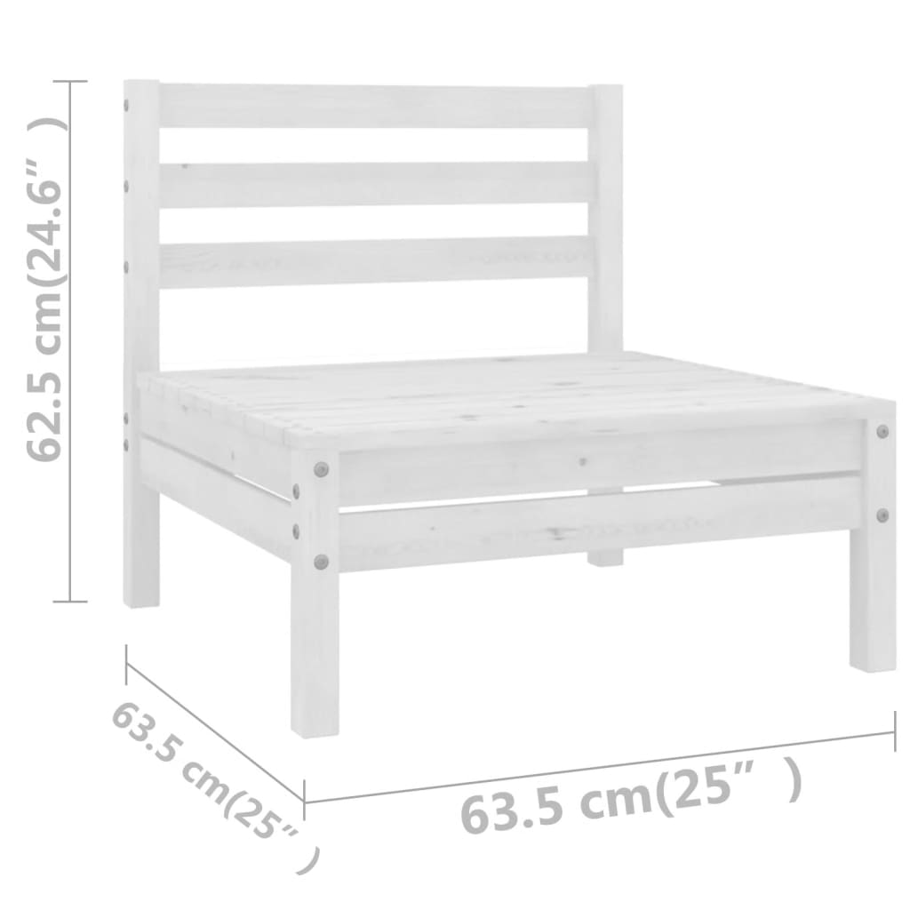 10 Piece Garden Lounge Set White Solid Wood Pine