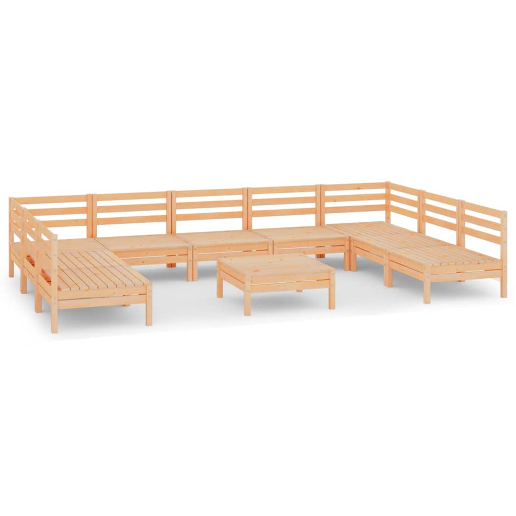 10 Piece Garden Lounge Set Solid Wood Pine