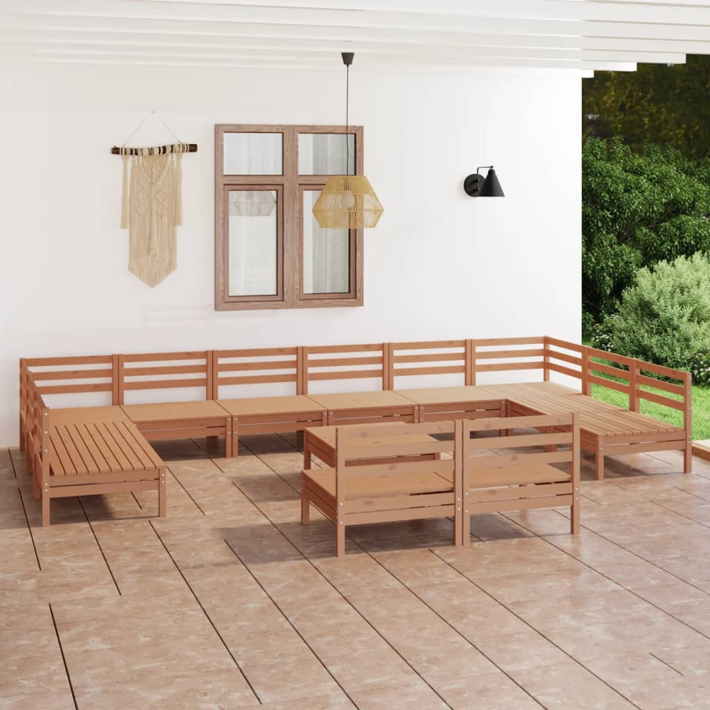 13 Piece Garden Lounge Set Honey Brown Solid Wood Pine