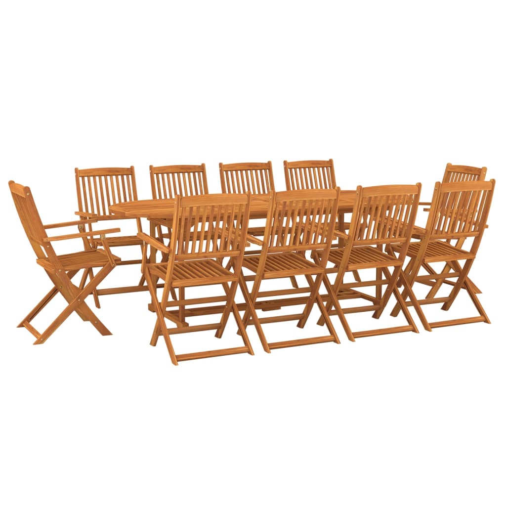 11 Piece Garden Dining Set Solid Acacia Wood