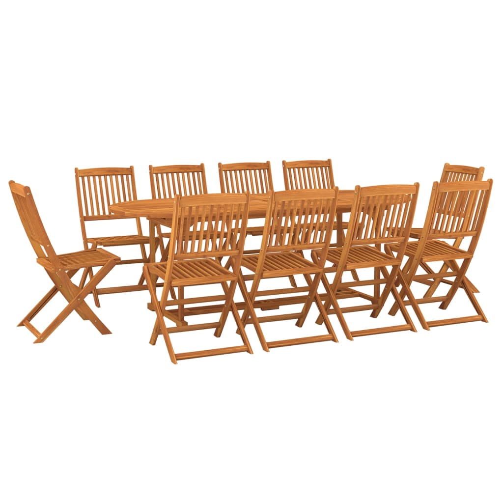 11 Piece Garden Dining Set Solid Acacia Wood