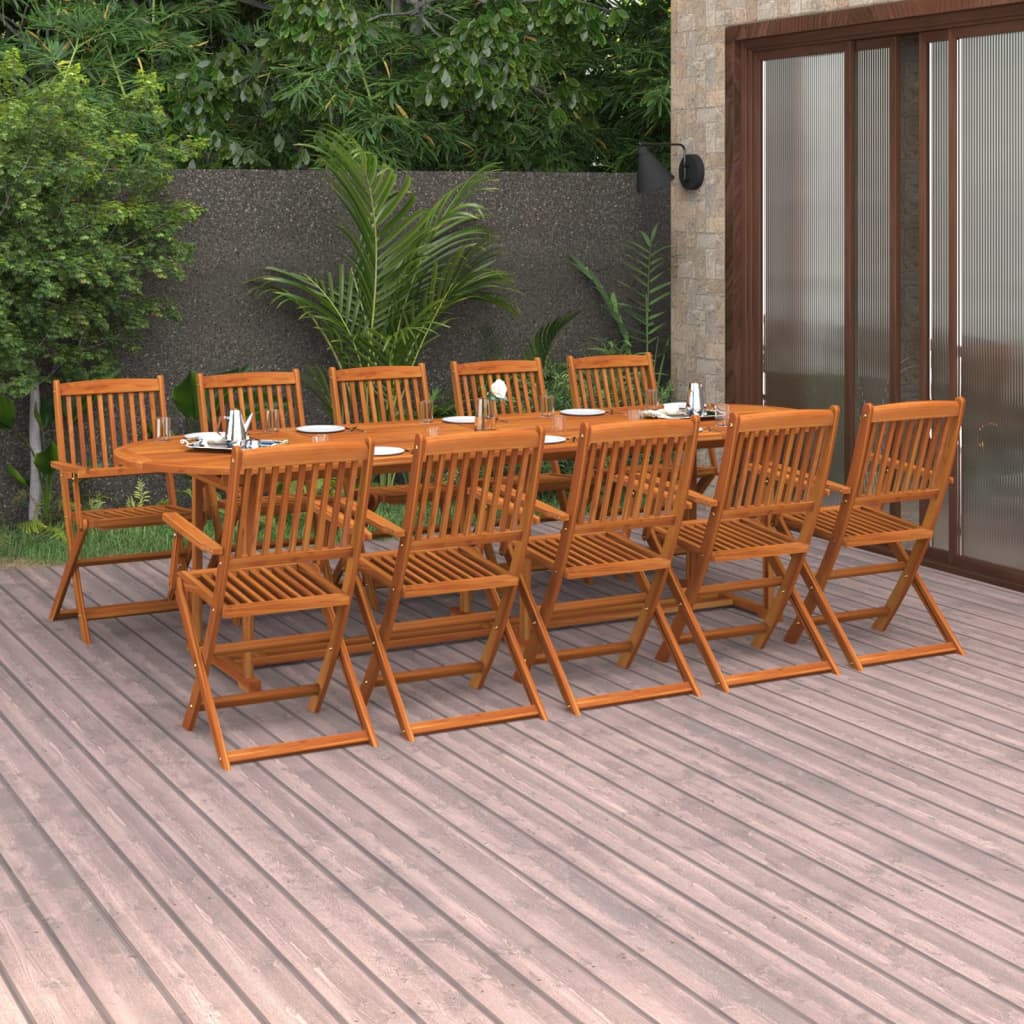 11 Piece Garden Dining Set Solid Acacia Wood