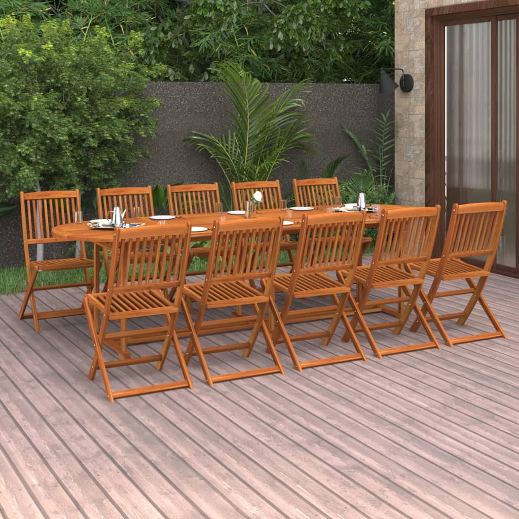 11 Piece Garden Dining Set Solid Acacia Wood