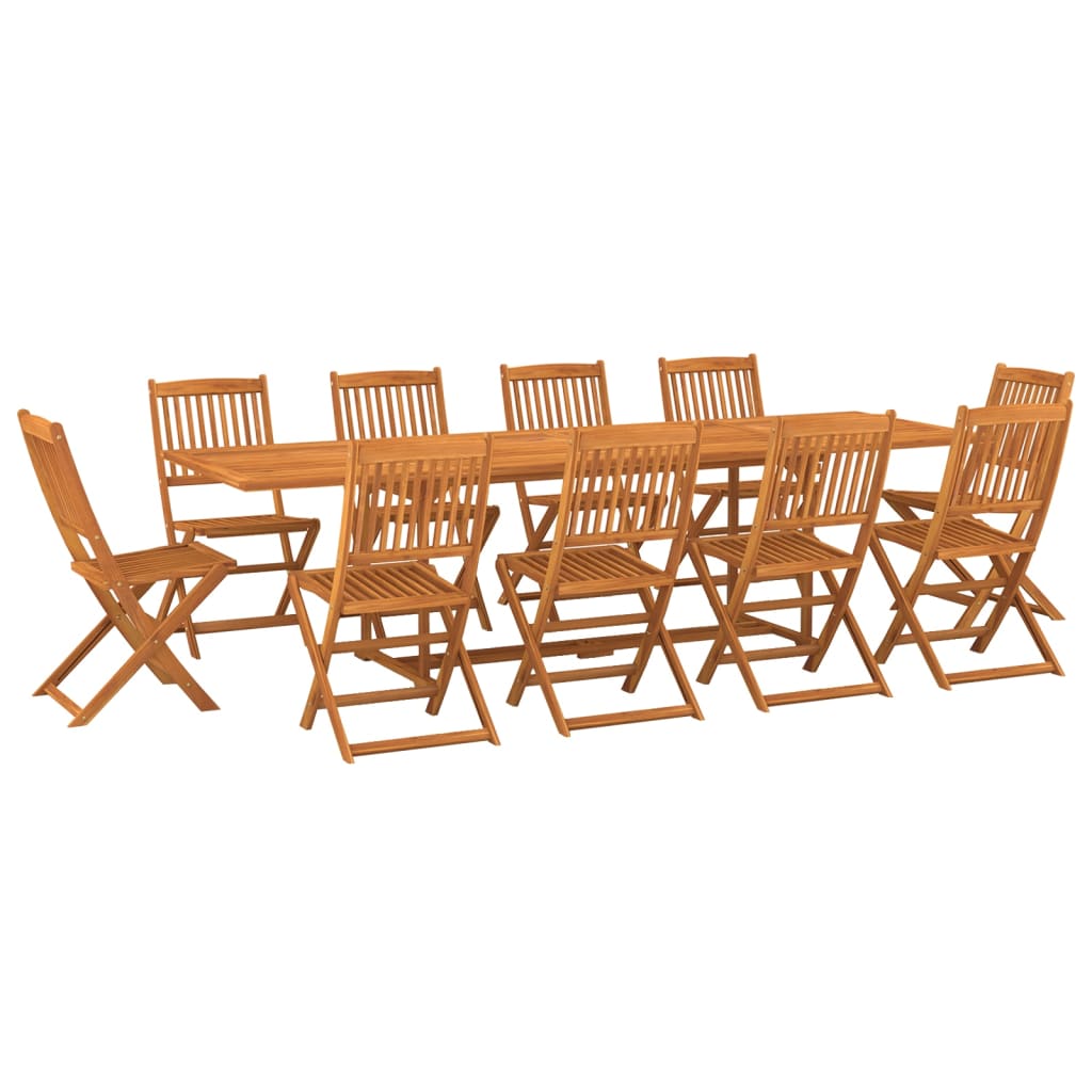 11 Piece Garden Dining Set Solid Acacia Wood