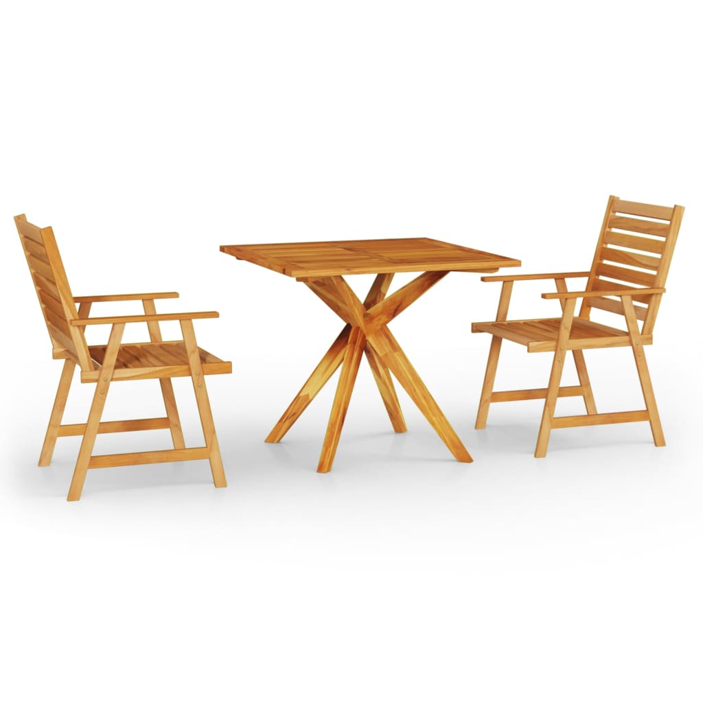 3 Piece Garden Dining Set Solid Wood Acacia