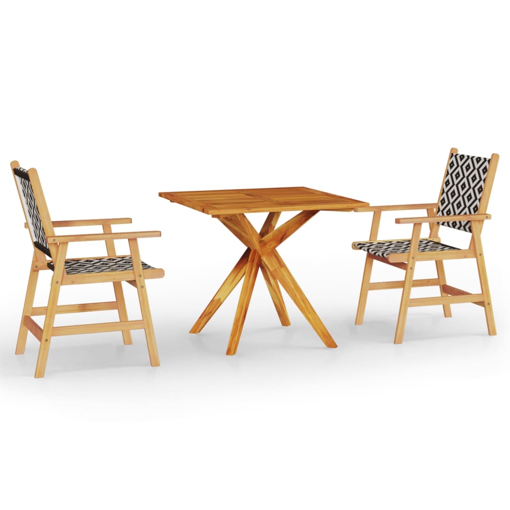 3 Piece Garden Dining Set Solid Wood Acacia