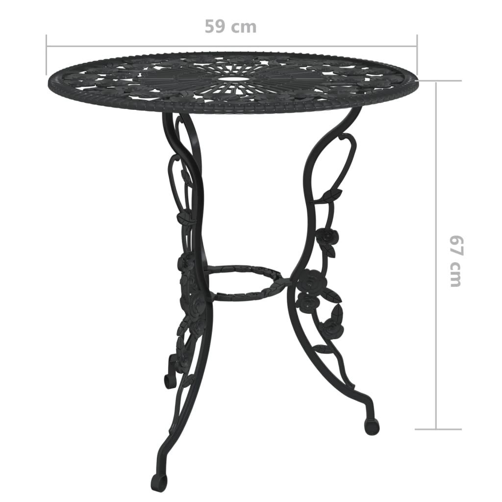 3 Piece Bistro Set Cast Aluminium Black