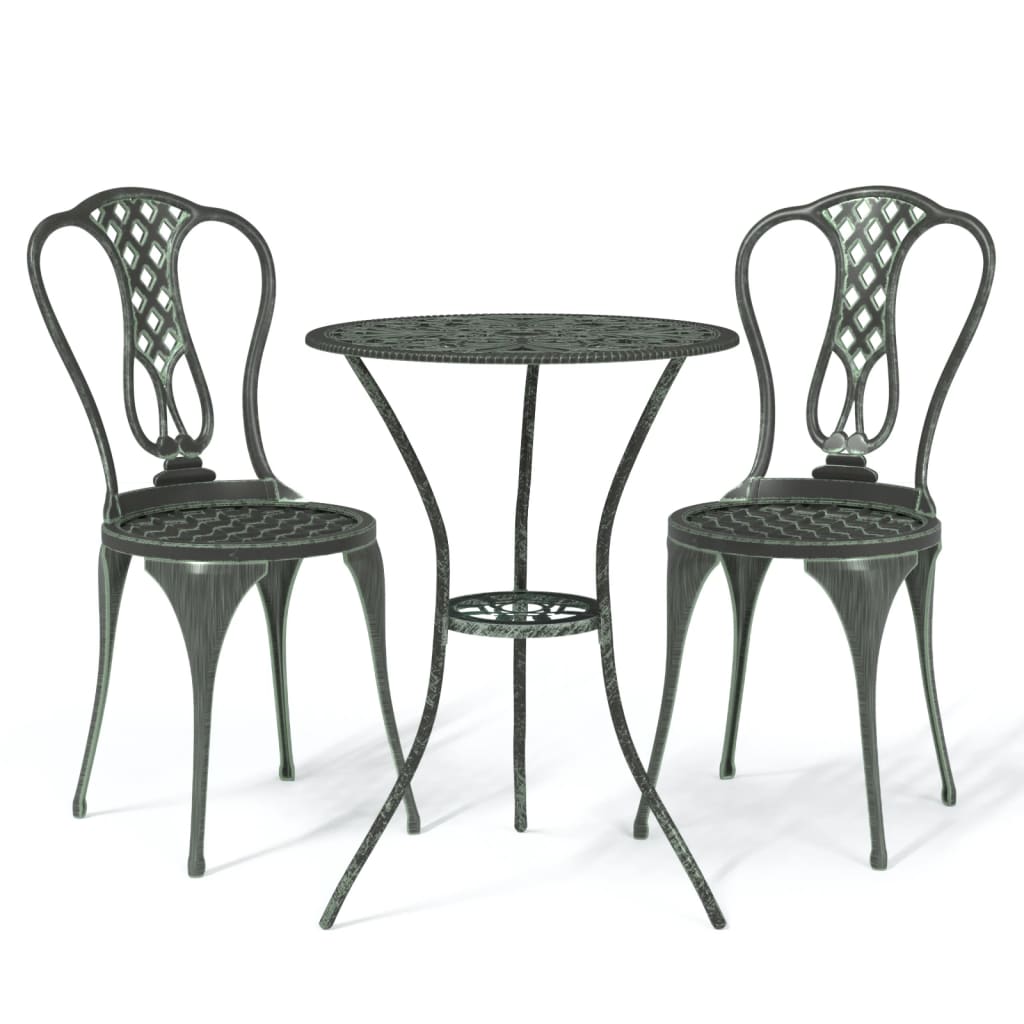 3 Piece Bistro Set Cast Aluminium Green