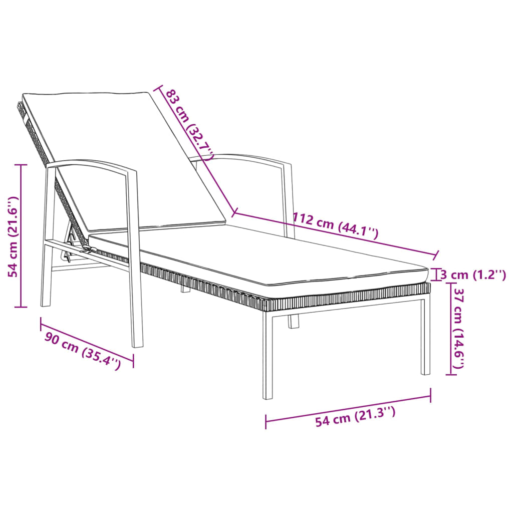 Sun Loungers 2 pcs with Table Poly Rattan Brown